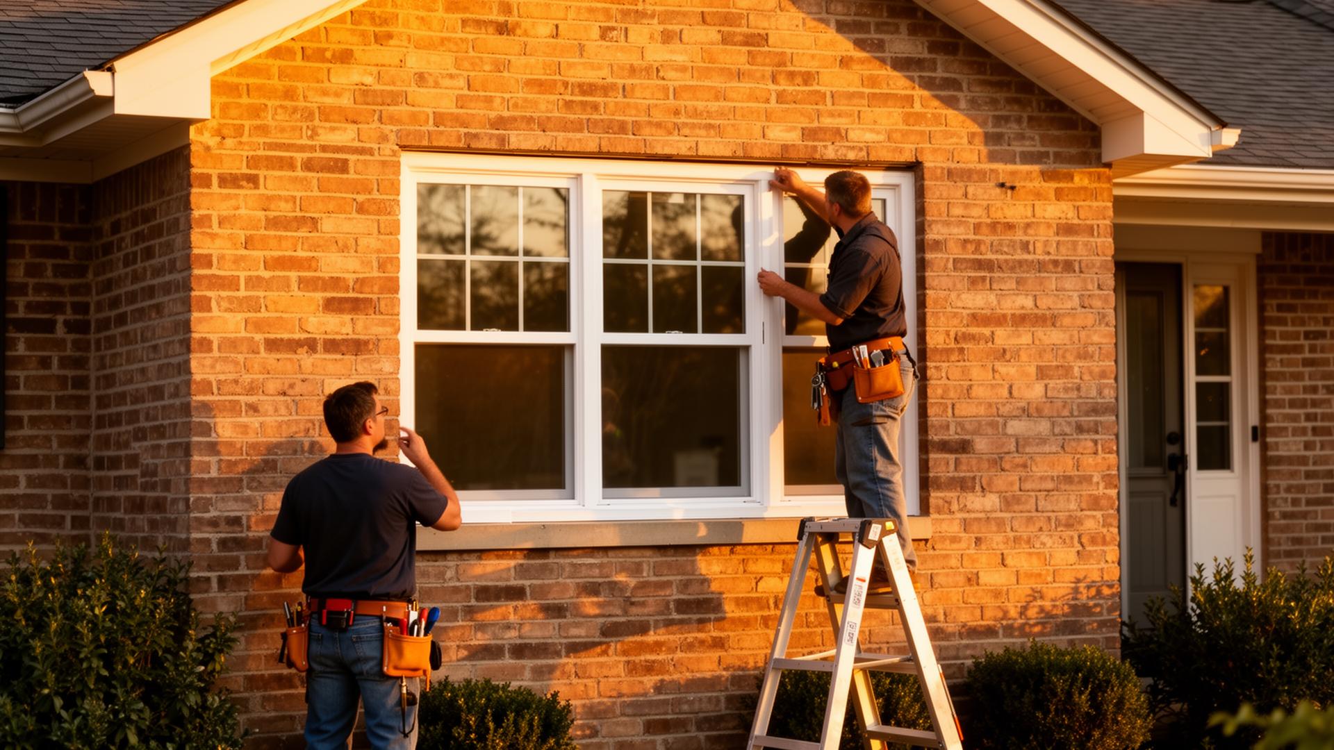 Professional window installation on a Pittsburgh home